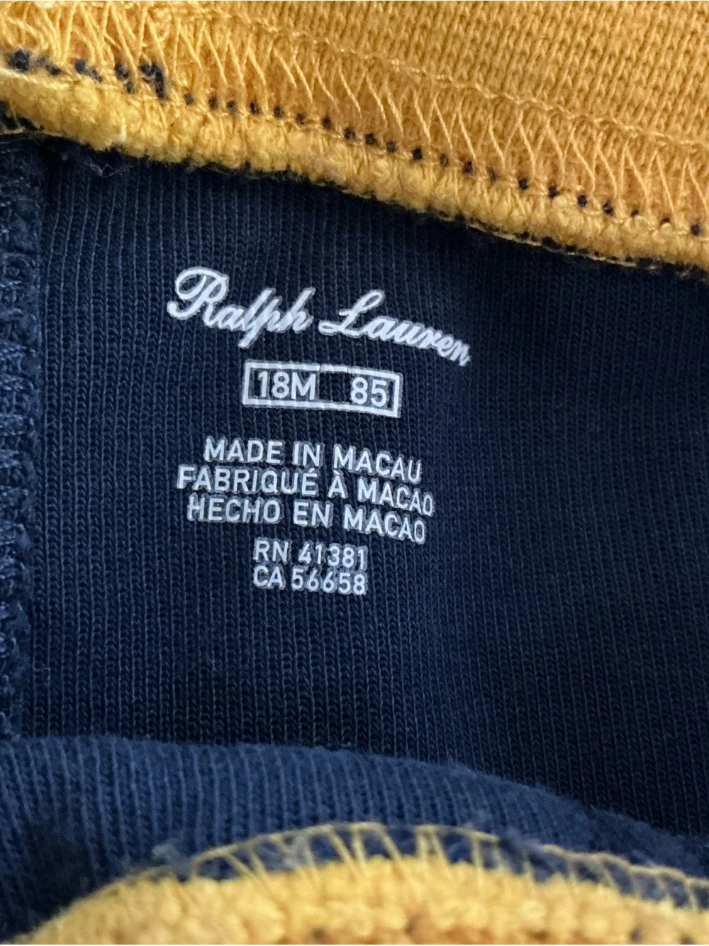 RALPH LAUREN Polo Baby Pants 18 Months Joggers Blue Logo Stripe Sweatpants *FLAW
